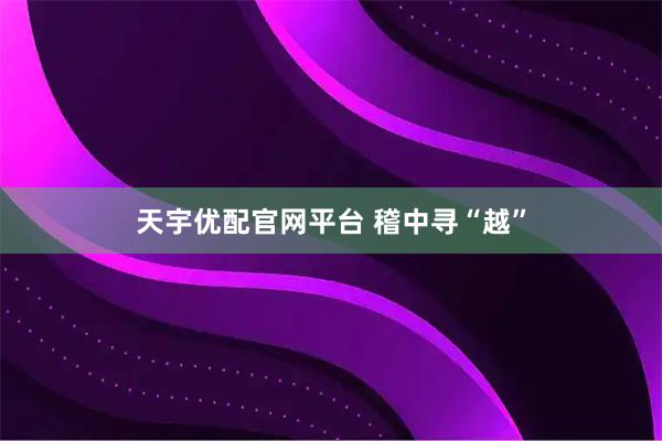 天宇优配官网平台 稽中寻“越”